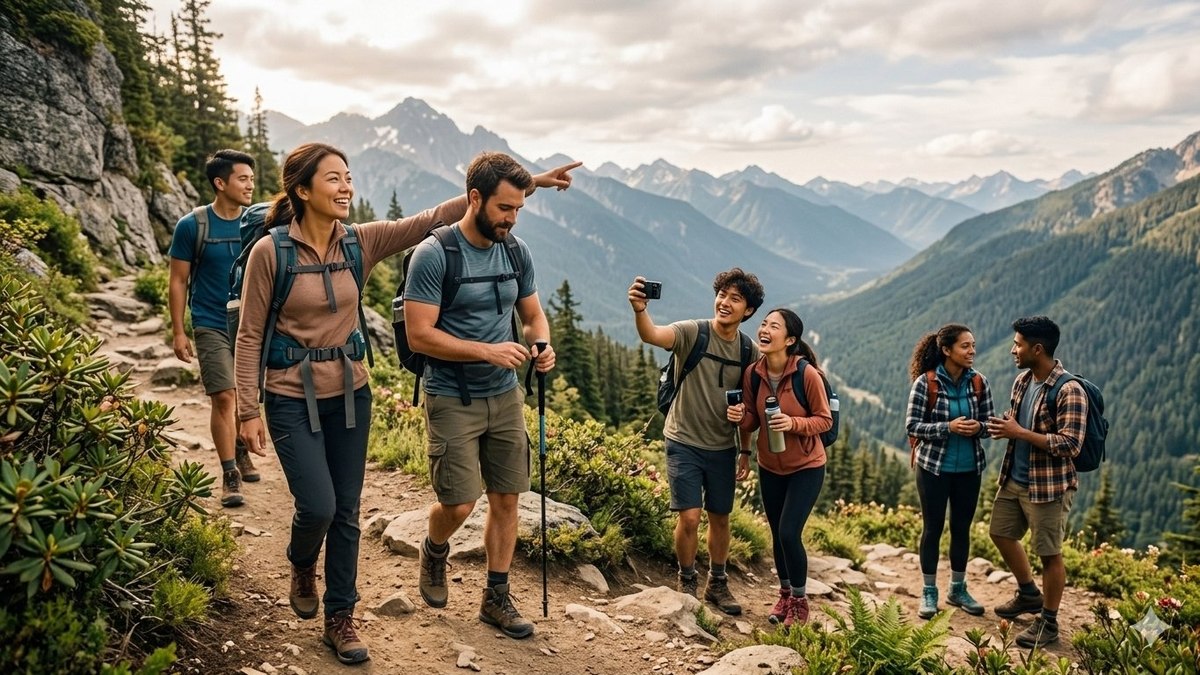 同好一起戶外健行登山